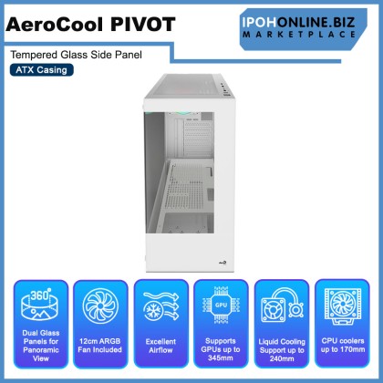 AEROCOOL PIVOT Tempered Glass Side Panel ATX Casing