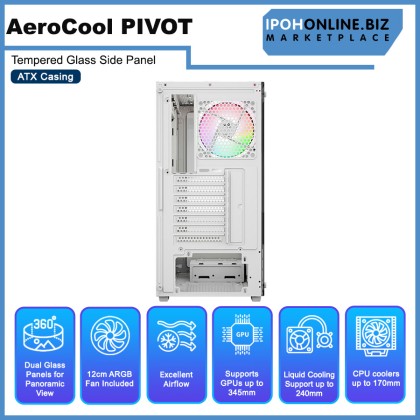 AEROCOOL PIVOT Tempered Glass Side Panel ATX Casing