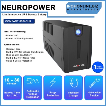 NEUROPOWER COMPACT 800i-3UK 800VA LINE INTERACTIVE UPS Backup Battery Build-In AVR