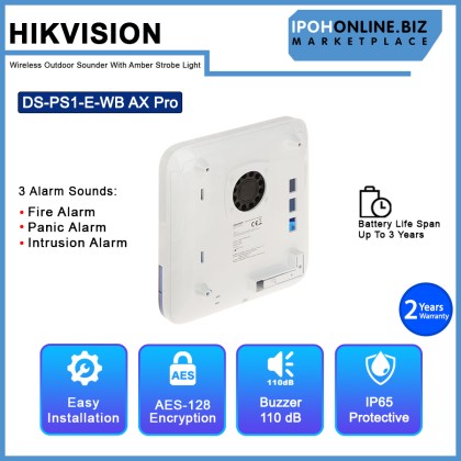 Hikvision DS-PS1-E-WB AX Pro Wireless Outdoor Sounder with Amber Strobe Light