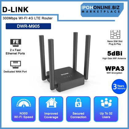 D-LINK DWR-M905 Unlimited Plan Supported 300 Mbps WI-FI 4G LTE Router