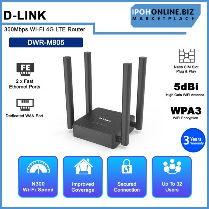 D-LINK DWR-M905 Unlimited Plan Supported 300 Mbps WI-FI 4G LTE Router