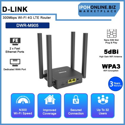 D-LINK DWR-M905 Unlimited Plan Supported 300 Mbps WI-FI 4G LTE Router
