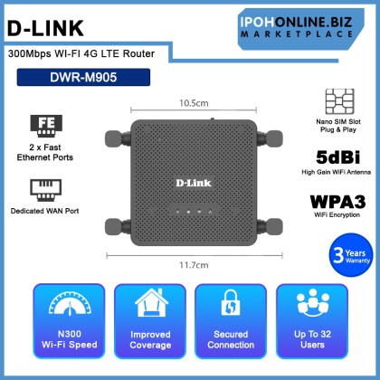 D-LINK DWR-M905 Unlimited Plan Supported 300 Mbps WI-FI 4G LTE Router