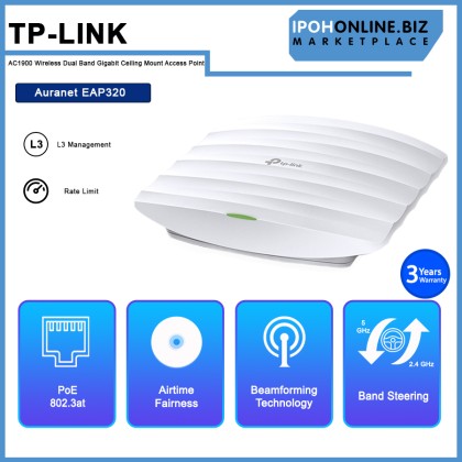 TP-LINK Auranet EAP320 AC1200 Wireless Dual Band Gigabit Ceiling Mount Access Point Ver.1.0 TP-LINK Auranet EAP320 AC1200 Wireless Dual Band Gigabit Ceiling Mount Access Point Ver.1.0