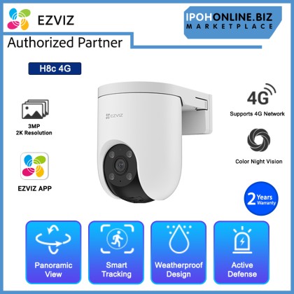 EZVIZ H8C 4G 2K 3MP 4MM PAN & TILT AI Human/Vehicle Shape Detection Smart Auto-Tracking 4G Camera