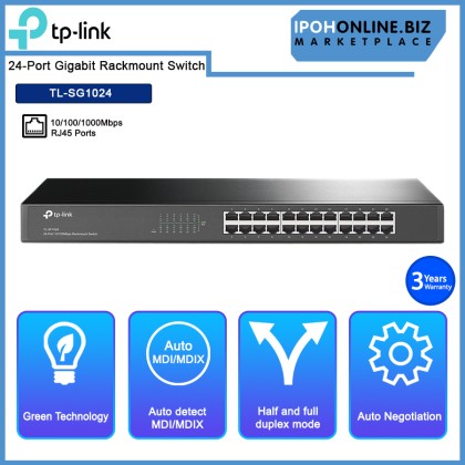 TP-LINK TL-SG1024 24-PORT Gigabit Rackmount Switch 10/100/1000Mbps RJ45 Ports