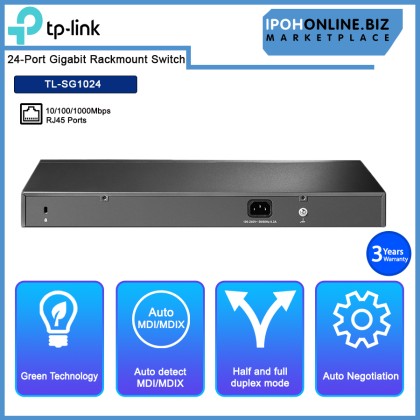 TP-LINK TL-SG1024 24-PORT Gigabit Rackmount Switch 10/100/1000Mbps RJ45 Ports