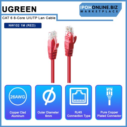UGREEN CAT 6 8-Core U/UTP Lan Cable 1M (RED)
