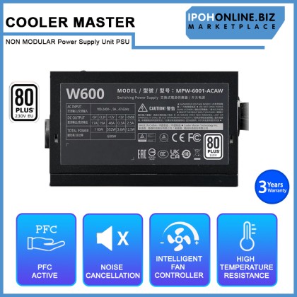 COOLER MASTER ELITE NEX W600 (600W) White 80 PLUS 230V NON MODULAR Power Supply Unit PSU