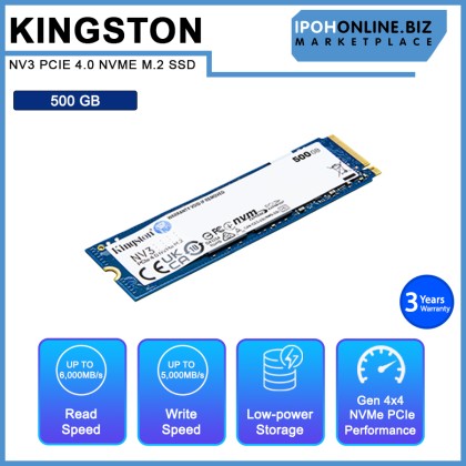 KINGSTON NV3 SNV3S 500GB/1TB/2TB SSD M.2 2280 NVME PCIE 4.0 Up To 6000MB/S Read Solid State Drive