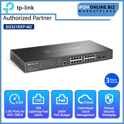 TP-LINK SG3218XP-M2 Omada 16-Port 2.5G and 2-Port 10GE SFP+ L2+ Managed Switch with 8-Port PoE+