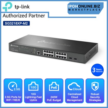 TP-LINK SG3218XP-M2 Omada 16-Port 2.5G and 2-Port 10GE SFP+ L2+ Managed Switch with 8-Port PoE+