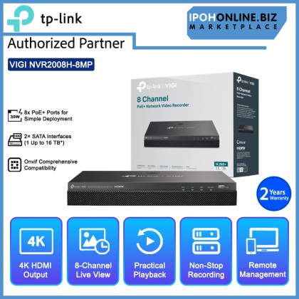 TP-Link VIGI NVR2008H-8MP 8 Channel PoE+ Network Video Recorder TP-Link VIGI NVR2008H-8MP 8 Channel PoE+ Network Video Recorder