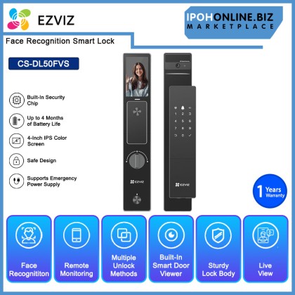 EZVIZ DL50FVS Face Recognition Smart Lock Keyless Doorlock Dual-Lens 3D Structured Light Door Lock (INSTALLATION SERVICE INCLUDED)
