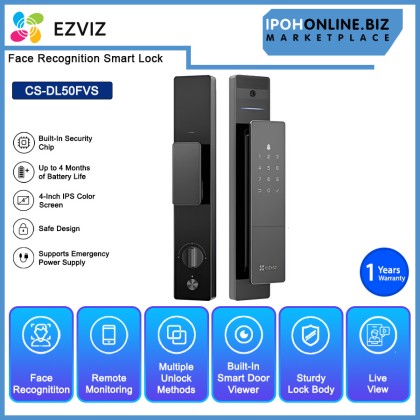 EZVIZ DL50FVS Face Recognition Smart Lock Keyless Doorlock Dual-Lens 3D Structured Light Door Lock (INSTALLATION SERVICE INCLUDED)
