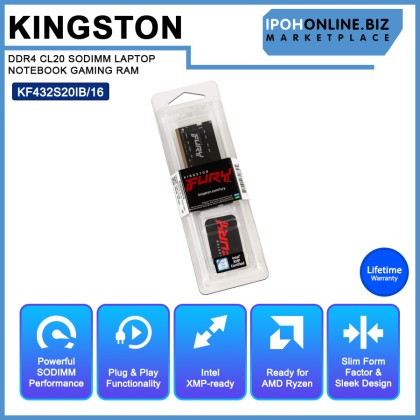 KINGSTON FURY IMPACT KF432S20IB/16 16GB 3200MHz DDR4 CL20 SODIMM LAPTOP NOTEBOOK GAMING RAM KINGSTON FURY IMPACT KF432S20IB/16 16GB 3200MHz DDR4 CL20 SODIMM LAPTOP NOTEBOOK GAMING RAM