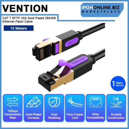 VENTION CAT 7 SFTP 10G Gold Plated 28AGW Ethernet Patch Cable VENTION CAT 7 SFTP 10G Gold Plated 28AGW Ethernet Patch Cable