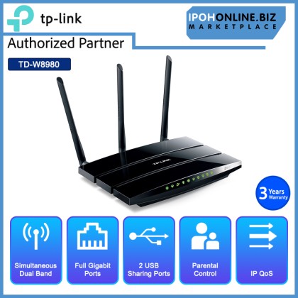 TP-LINK TD-W8980 N600 Wireless Dual Band Gigabit ADSL2+ Modem Router TP-LINK TD-W8980 N600 Wireless Dual Band Gigabit ADSL2+ Modem Router