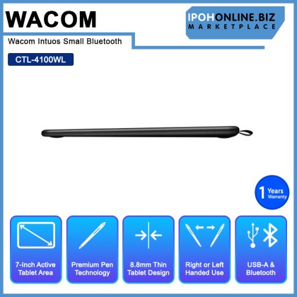 Wacom Intuos Small Bluetooth Graphics Drawing Pen Tablet CTL-4100WL