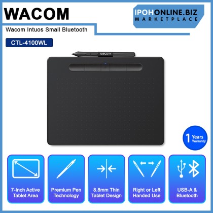 Wacom Intuos Small Bluetooth Graphics Drawing Pen Tablet CTL-4100WL