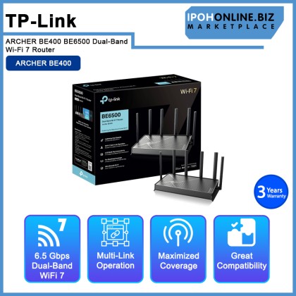 TP-LINK ARCHER BE400 BE6500 Dual-Band Wi-Fi 7 Router