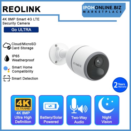REOLINK GO ULTRA 4K 8MP Wire-Free Smart 4G LTE Battery-Powered Solar Security Camera with Smart Detection