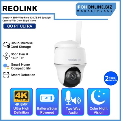 Reolink Go PT Ultra Smart 4K 8MP Wireless 4G LTE PT Battery Spotlight Camera with Color Night Vision