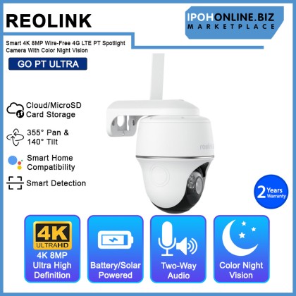 Reolink Go PT Ultra Smart 4K 8MP Wireless 4G LTE PT Battery Spotlight Camera with Color Night Vision