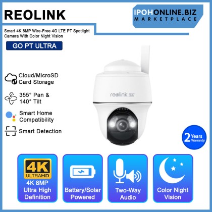 Reolink Go PT Ultra Smart 4K 8MP Wireless 4G LTE PT Battery Spotlight Camera with Color Night Vision