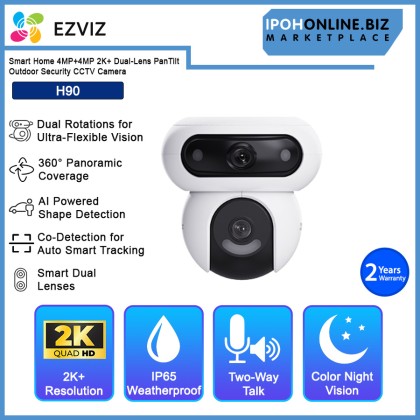 Ezviz H90 Smart Home 4MP+4MP 2K+ Dual-Lens Pan/Tilt Outdoor Security CCTV Camera