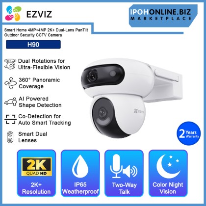 Ezviz H90 Smart Home 4MP+4MP 2K+ Dual-Lens Pan/Tilt Outdoor Security CCTV Camera