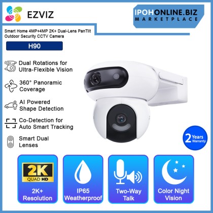 Ezviz H90 Smart Home 4MP+4MP 2K+ Dual-Lens Pan/Tilt Outdoor Security CCTV Camera