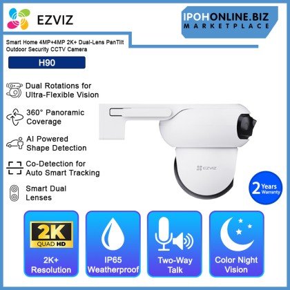 Ezviz H90 Smart Home 4MP+4MP 2K+ Dual-Lens Pan/Tilt Outdoor Security CCTV Camera