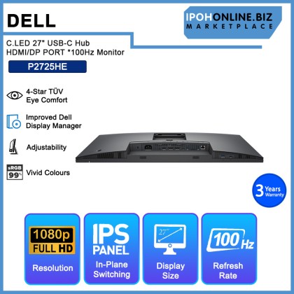 Dell P2725HE LED 27" USB-C Hub HDMI/DP PORT *100Hz Monitor Dell P2725HE LED 27" USB-C Hub HDMI/DP PORT *100Hz Monitor