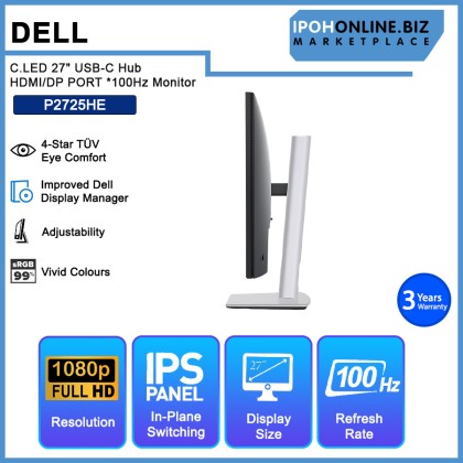 Dell P2725HE LED 27" USB-C Hub HDMI/DP PORT *100Hz Monitor Dell P2725HE LED 27" USB-C Hub HDMI/DP PORT *100Hz Monitor