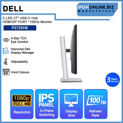 Dell P2725HE LED 27" USB-C Hub HDMI/DP PORT *100Hz Monitor Dell P2725HE LED 27" USB-C Hub HDMI/DP PORT *100Hz Monitor