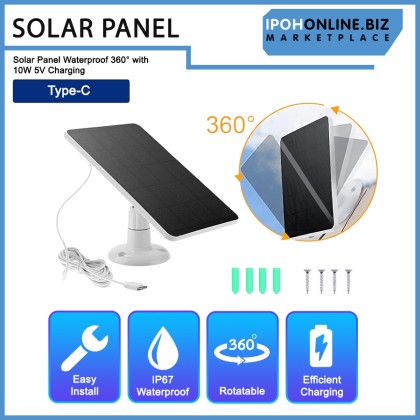 Type-C Port Solar Panel Waterproof 360° with 10W 5V Charging