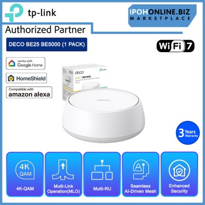 TP-LINK DECO BE25 BE5000 WIFI 7 DUAL-BAND WHOLE HOME MESH WIFI 7 ROUTER - 1 PACK TP-LINK DECO BE25 BE5000 WIFI 7 DUAL-BAND WHOLE HOME MESH WIFI 7 ROUTER - 1 PACK
