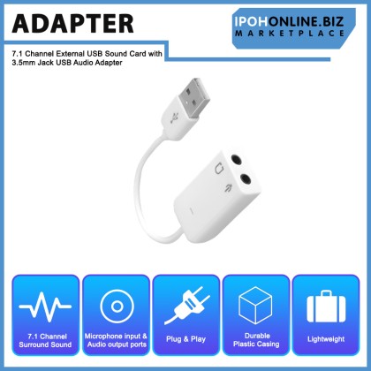 7.1 Channel External USB Sound Card with 3.5mm Jack USB Audio Adapter