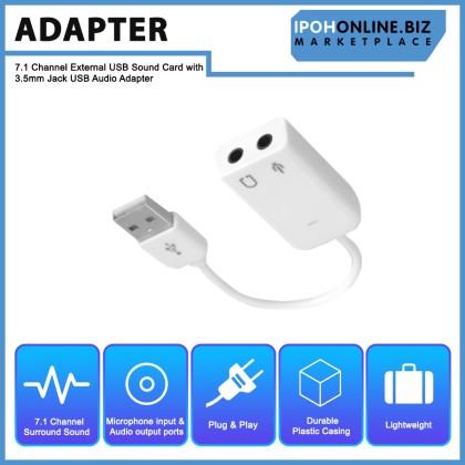 7.1 Channel External USB Sound Card with 3.5mm Jack USB Audio Adapter