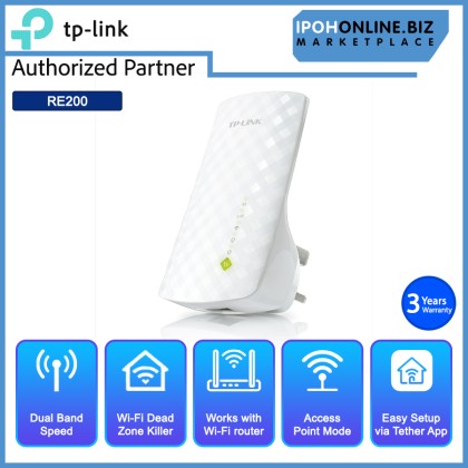 TP-LINK AC750 WiFi Repeater Wireless Extender Booster RE200 Dual Band 750mbps  
