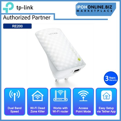 TP-LINK AC750 WiFi Repeater Wireless Extender Booster RE200 Dual Band 750mbps  