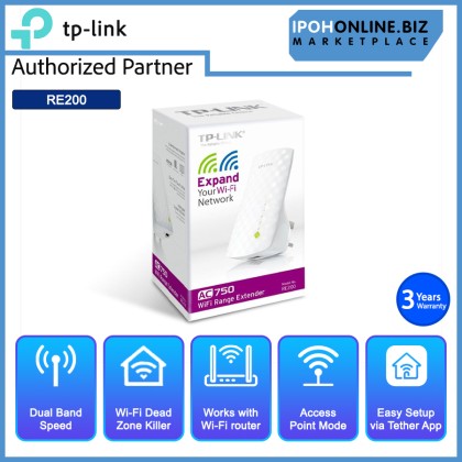 TP-LINK AC750 WiFi Repeater Wireless Extender Booster RE200 Dual Band 750mbps  