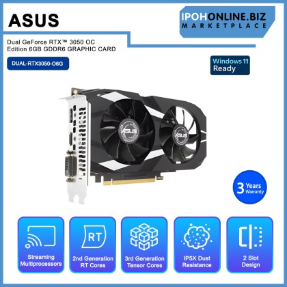 ASUS Dual GeForce RTX™ 3050 OC Edition 6GB GDDR6 GRAPHIC CARD