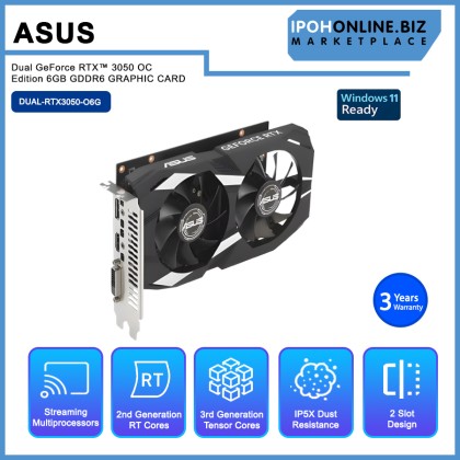 ASUS Dual GeForce RTX™ 3050 OC Edition 6GB GDDR6 GRAPHIC CARD
