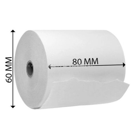 80MMX60MM CORELESS  BLANK THERMAL RECEIPT PAPER ROLL - 10 ROLLS
