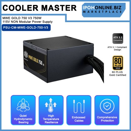 Cooler Master MWE GOLD 750 V3 750W ATX3.1 80 PLUS GOLD 115V NON Modular Power Supply