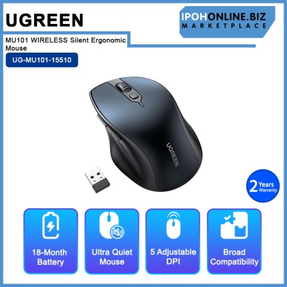 UGREEN MU101 DUAL Mode WITH 2.4G & BLUETOOTH 5.0 WIRELESS Silent Ergonomic Mouse