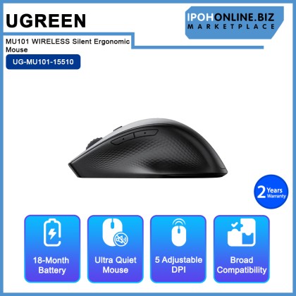 UGREEN MU101 DUAL Mode WITH 2.4G & BLUETOOTH 5.0 WIRELESS Silent Ergonomic Mouse